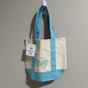 Trader Joe's Pastel Blue and Cream Tote Bag